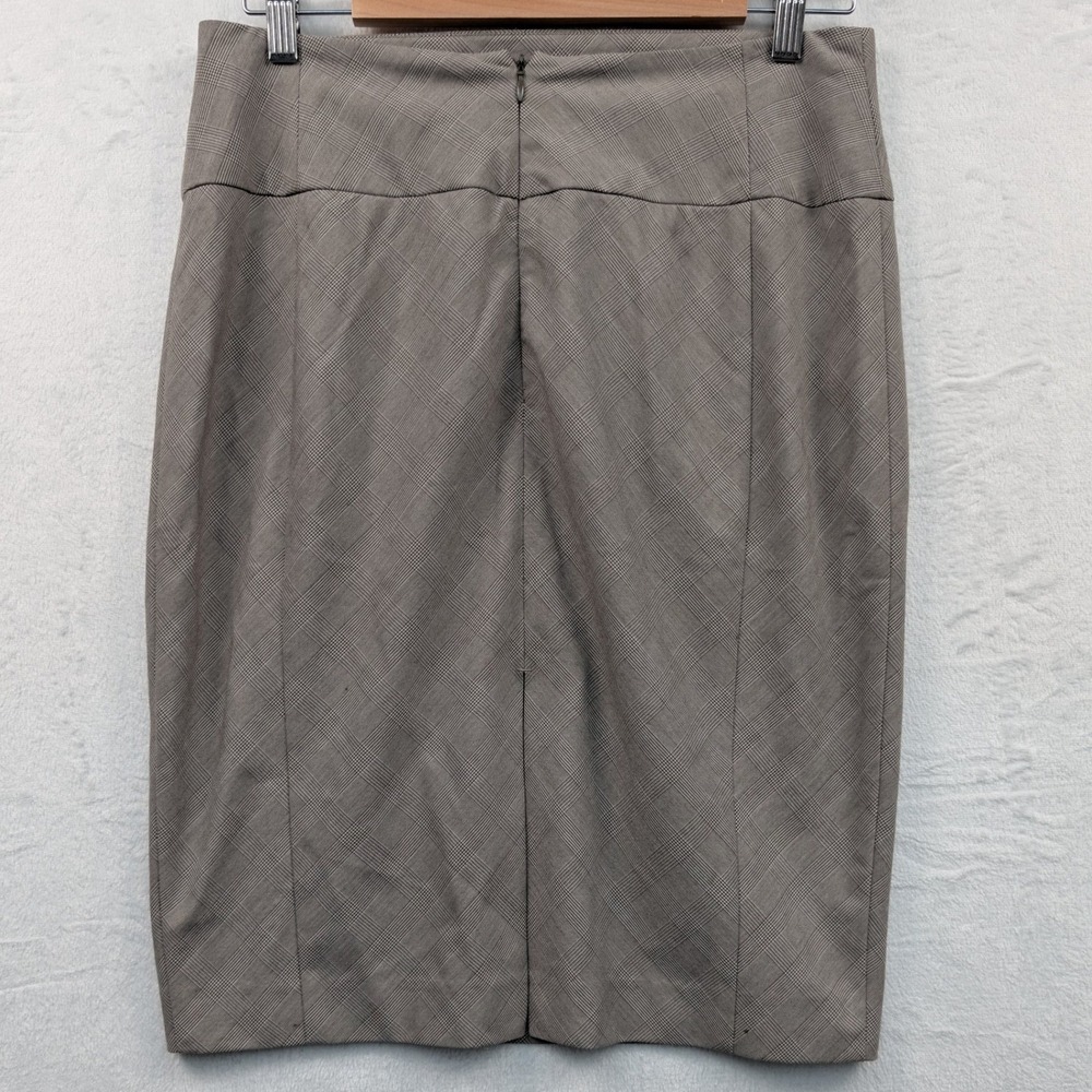 VTG Dark Academia Skirt Women's 10 Taupe Pencil Plaid Office Siren Midi Y2K - Picture 2 of 11